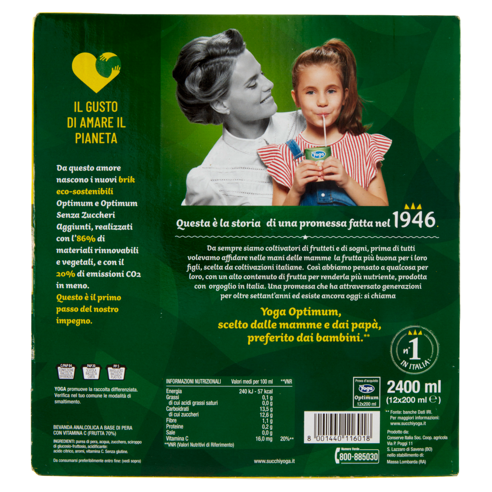 Yoga Optimum 70% Pera Italiana 12 x 200 ml