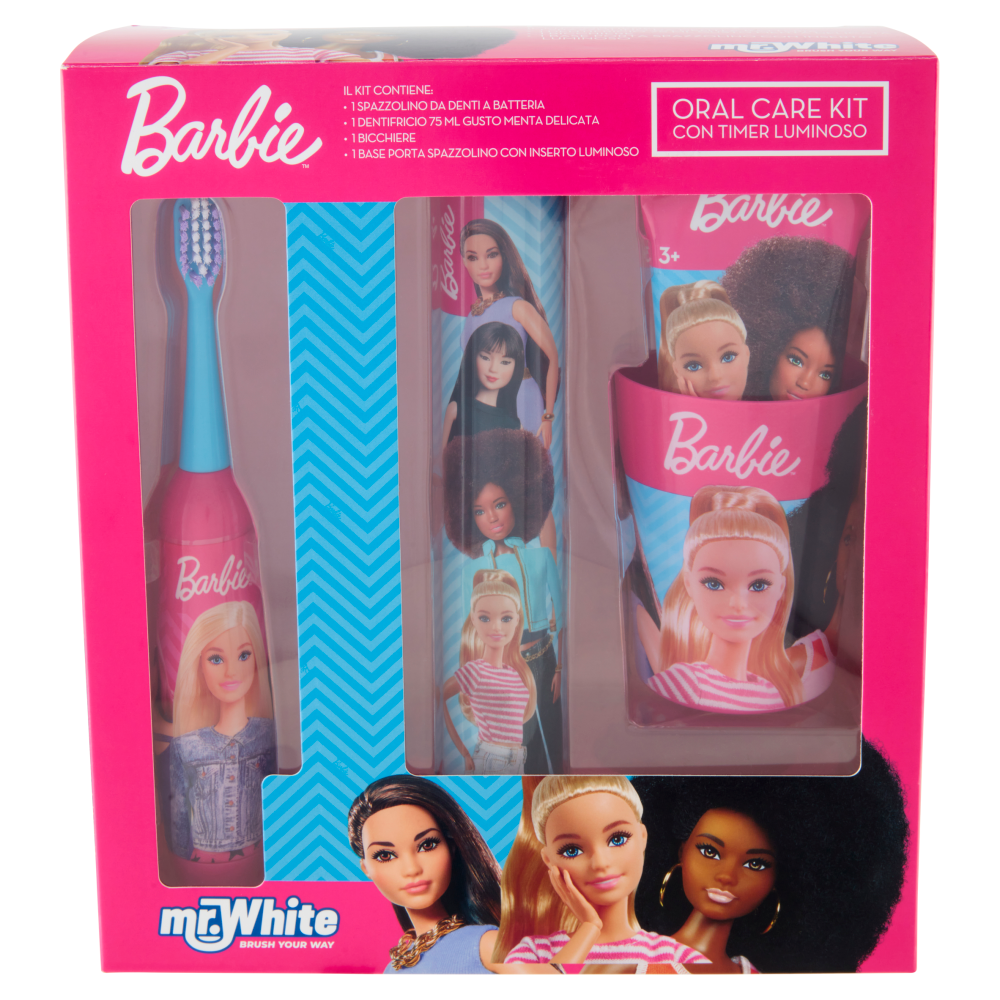 Mr. White Oral Care Kit con Timer Luminoso Barbie