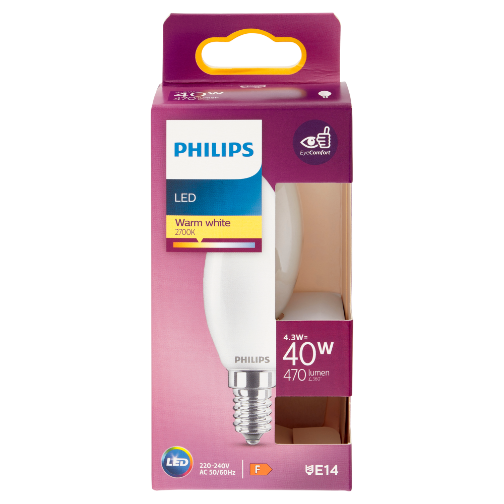 Philips Led candela vetro 40W E14 2700K