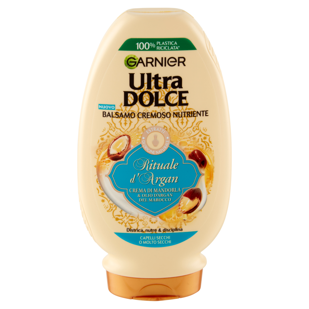 Garnier Ultra Dolce Balsamo capelli crema di Mandorla e Olio d'argan per capelli molto secchi, 200ml