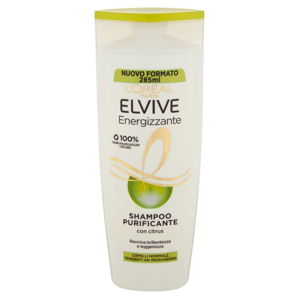 L'Or&eacute;al Paris Shampoo Elvive Energizzante Citrus, Per Capelli da Normali a Grassi, 285 ml