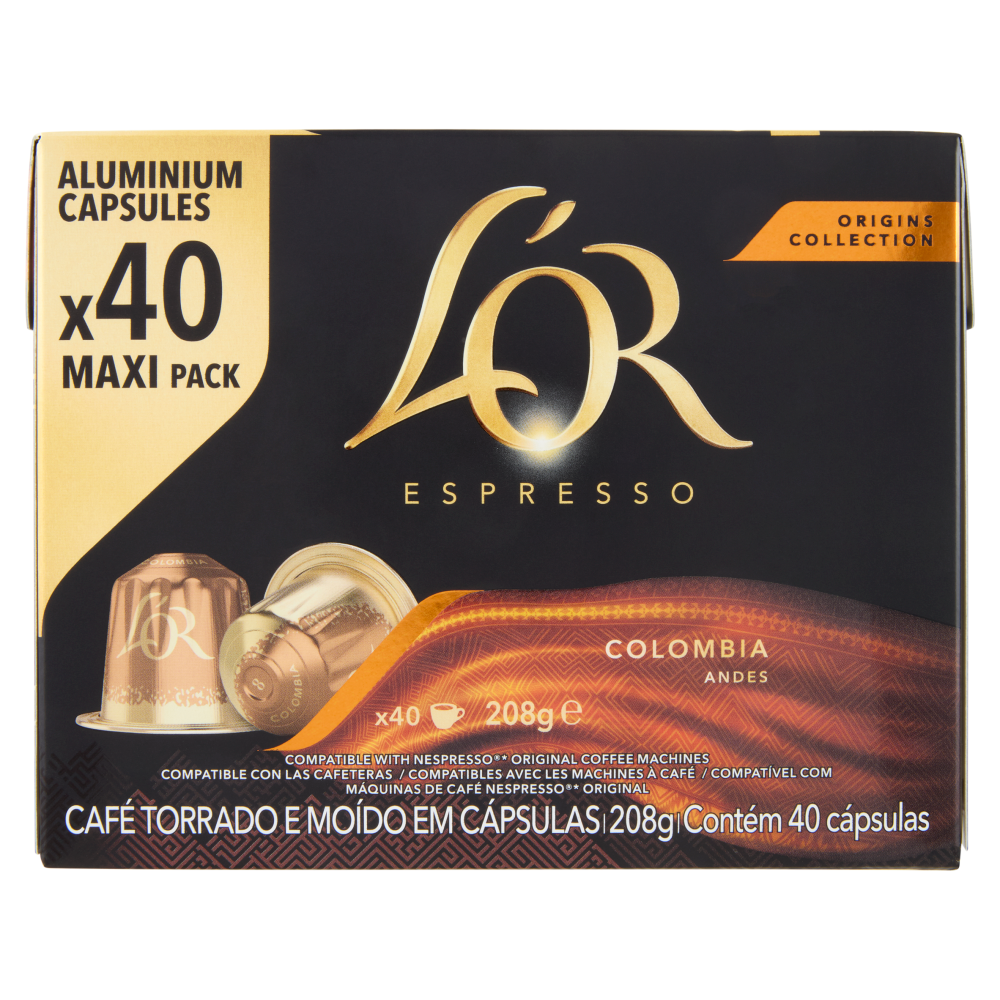 L'OR Espresso Origins Collection Colombia- 40 Capsule Caff&egrave; Comp. Macchine Nespresso*&reg; Original 208g