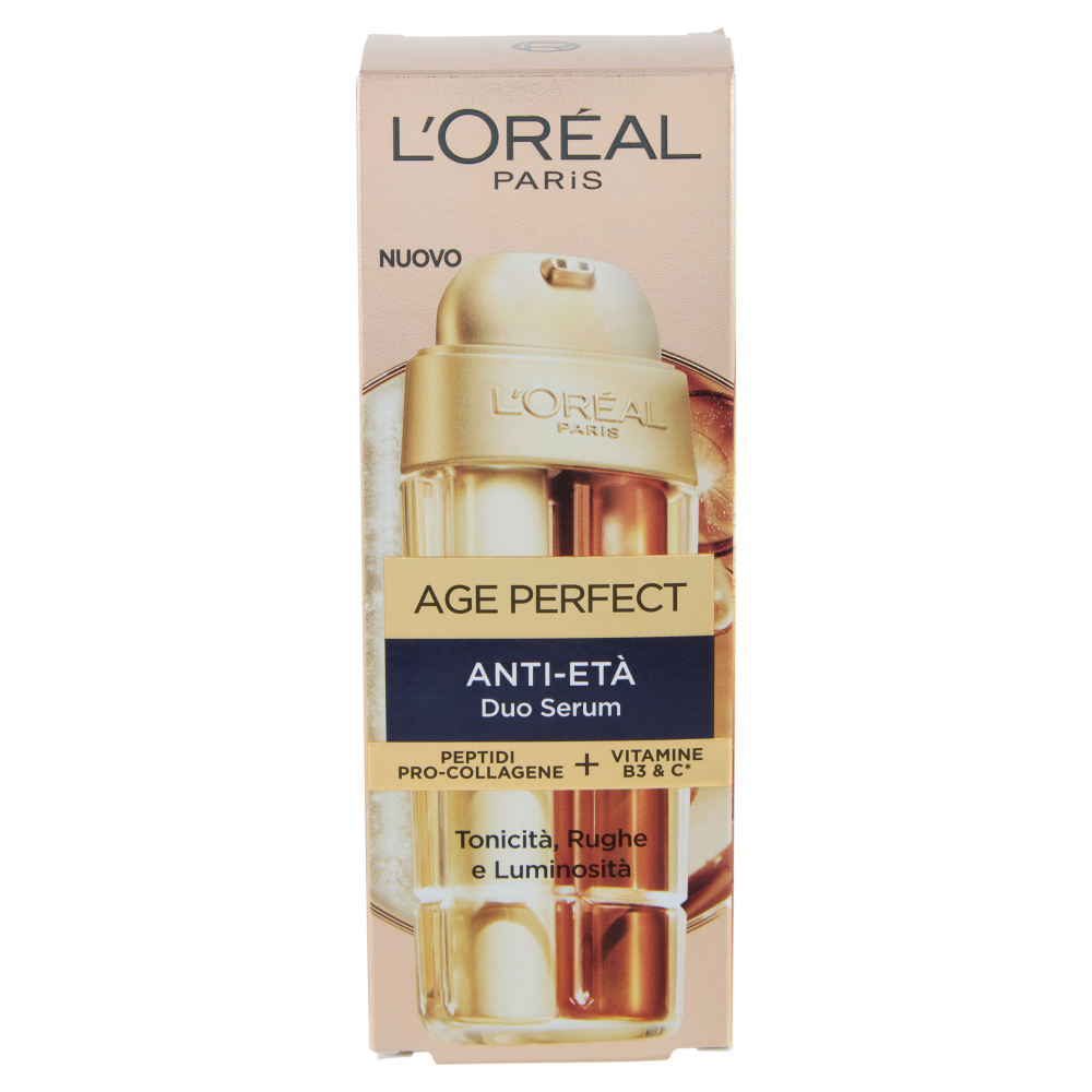 L'Oréal Paris Age Perfect Le Duo Serum, Doppia Azione Rassodante e Illuminante, Zero Rughe 30 ml
