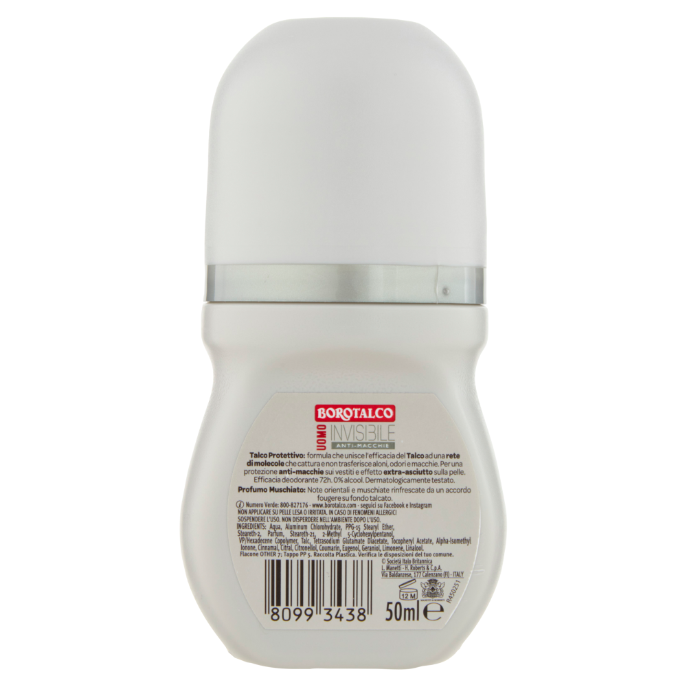 Borotalco Uomo Invisibile Profumo Muschiato Deo Roll On 50 ml