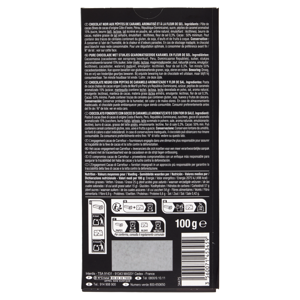 Carrefour Selection Éclats Caramel & Fleur de Sel Noir 100 g