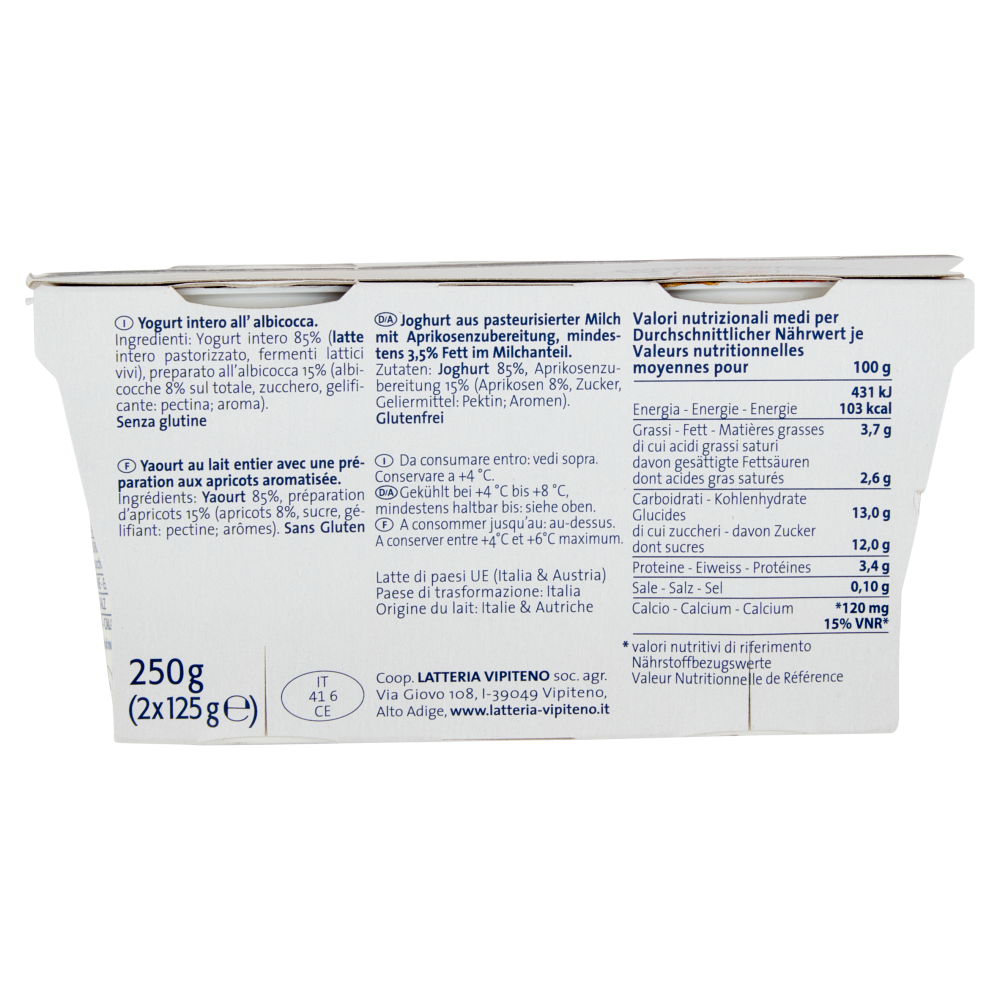 Sterzing Vipiteno Yogurt intero Albicocca 2 x 125 g