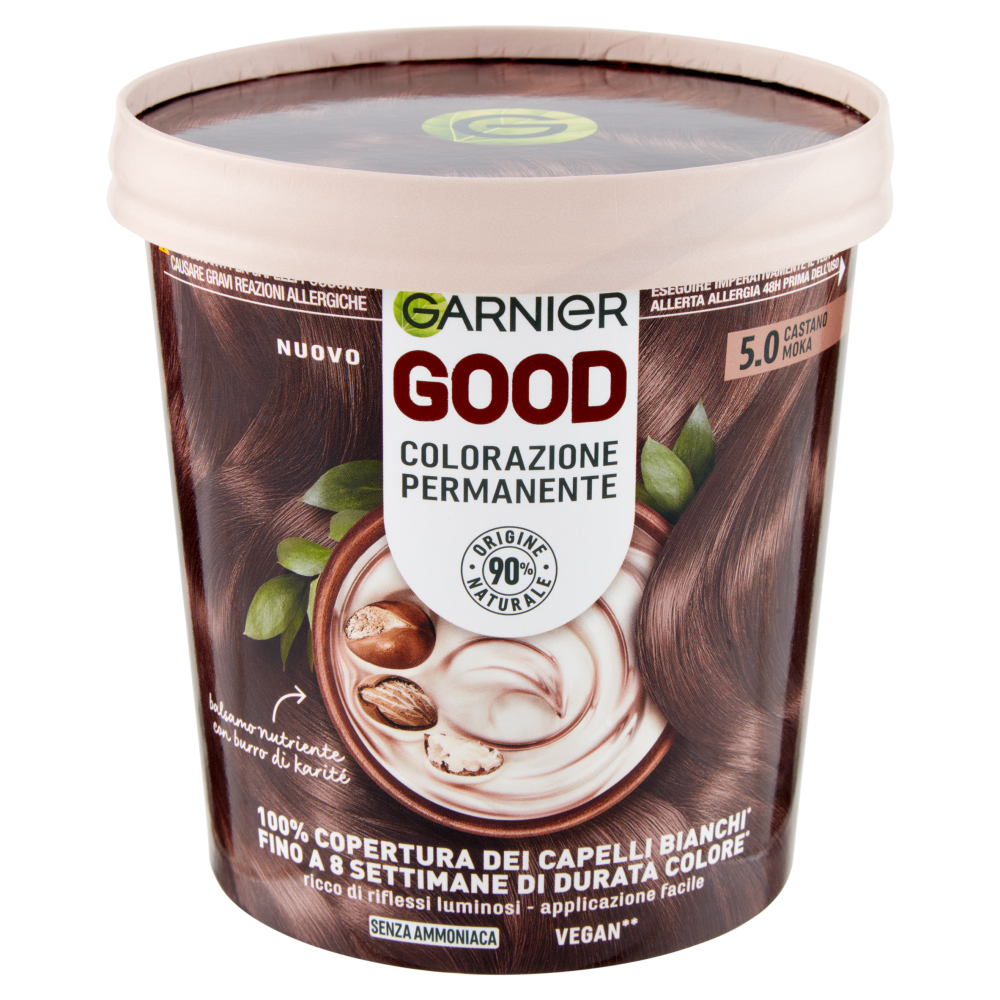Garnier GOOD 5.0 Castano Moka, colorazione permanente senza ammoniaca, 90% di origine naturale