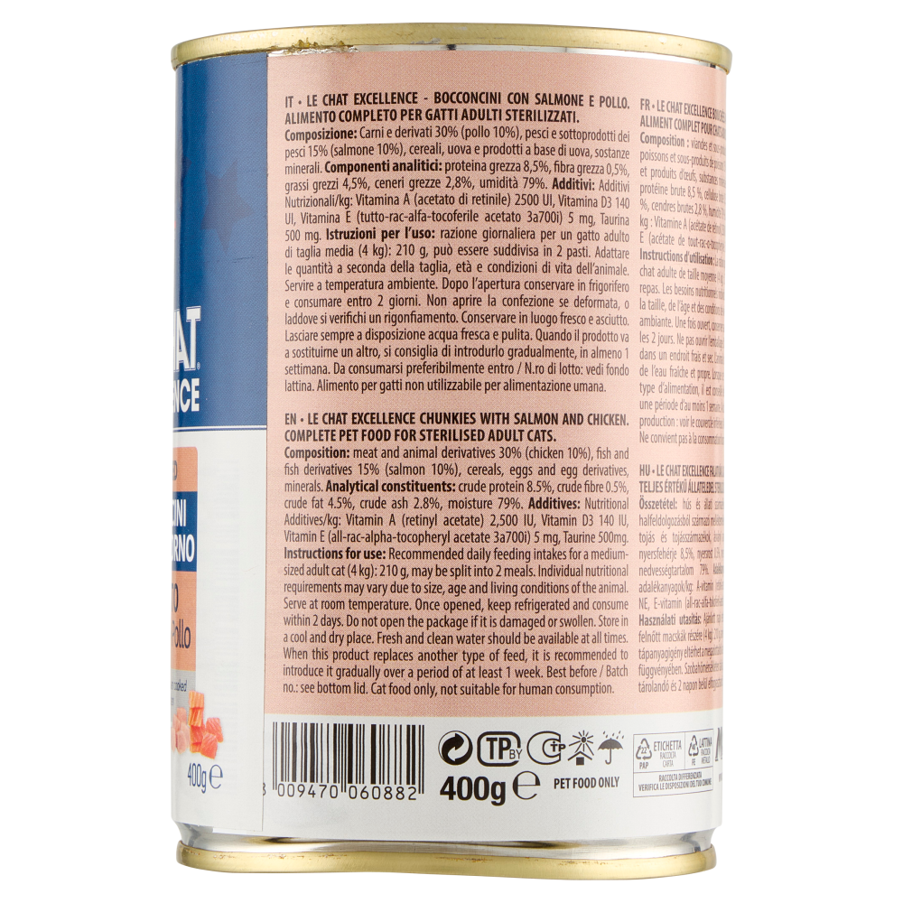 LeChat Excellence Sterilised Bocconcini Cotti al Forno Bigusto Salmone Pollo 400 g