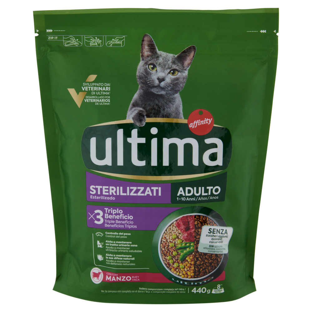 ultima Cat Sterilizzati Adulto 1-10 Anni con Manzo 440 g