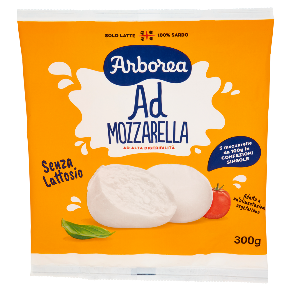 Arborea Ad Mozzarella ad Alta Digeribilit&agrave; Senza Lattosio 3 x 100 g
