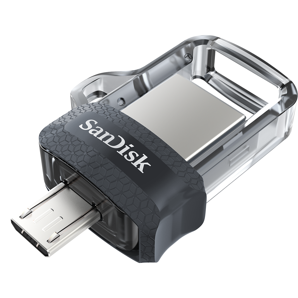 SanDisk Ultra Dual m3.0 unit&agrave; flash USB 16 GB USB Type-A / Micro-USB 3.2 Gen 1 (3.1 Gen 1) Nero, Argento, Trasparente