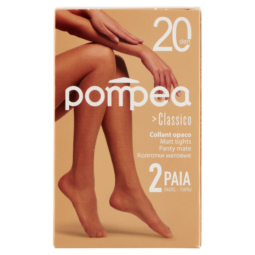 pompea Classico Collant opaco 20 den 1/2-S Polvere Dorata 2 Paia