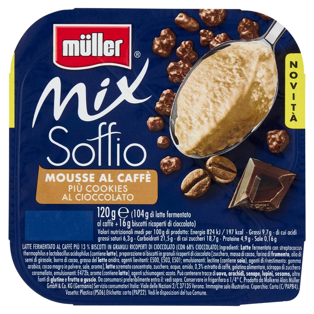 müller Mix Soffio Mousse al Caffè Più Cookies al Cioccolato 120 g