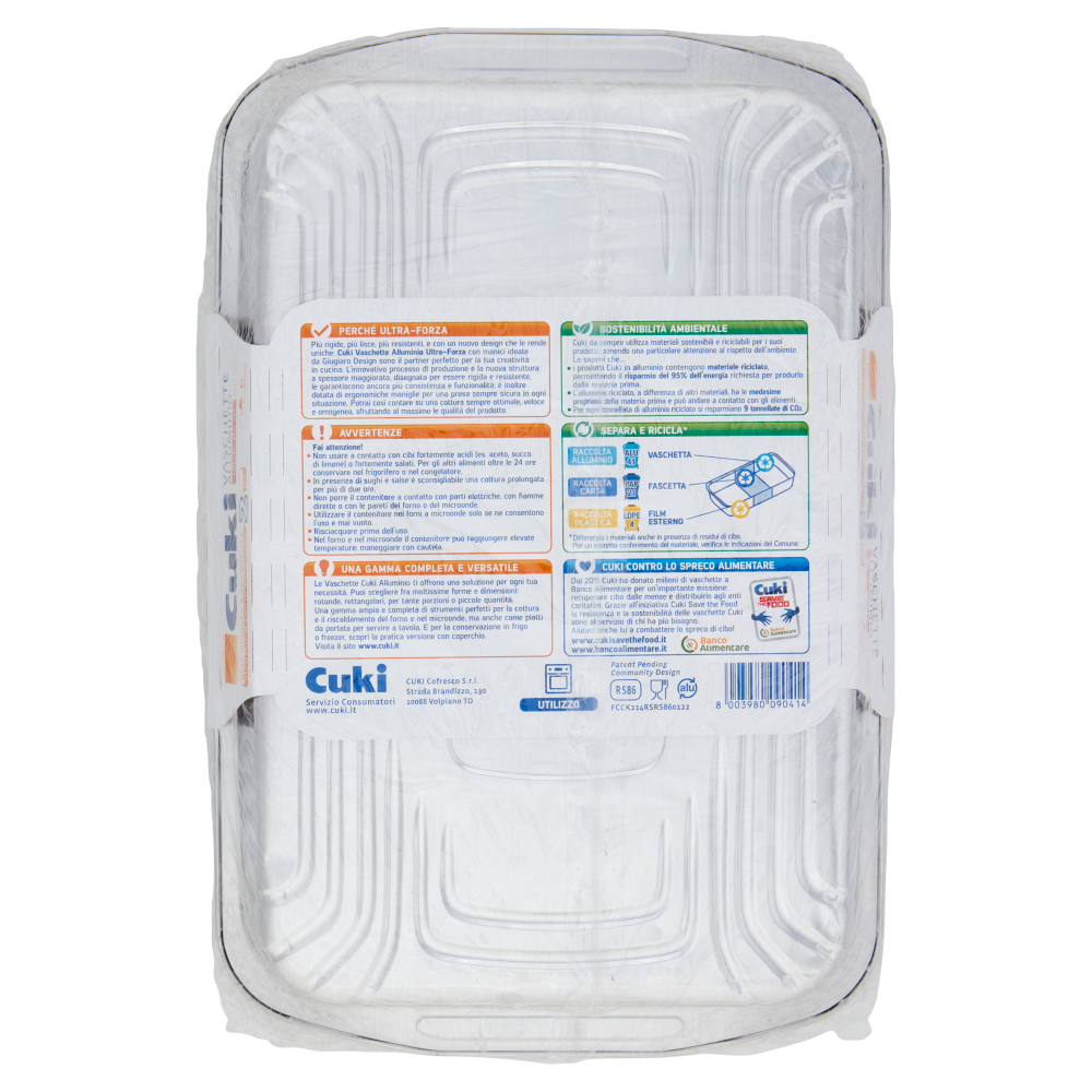 Cuki Cuoce Vaschette Alluminio ultra-forza con manici 6 Porzioni 2 pz