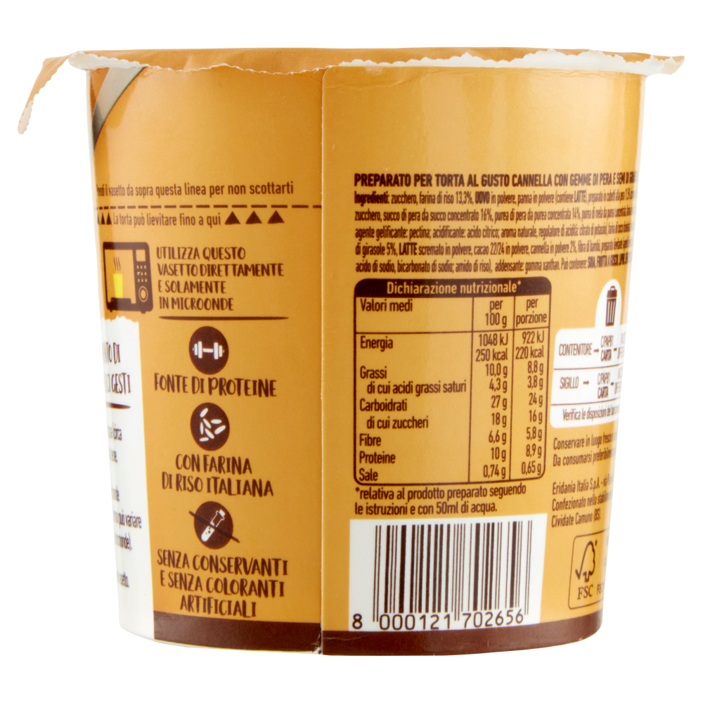 Eridania Torta Subito! Gusto Cannella con Gemme di Pera e Semi di Girasole 60 g