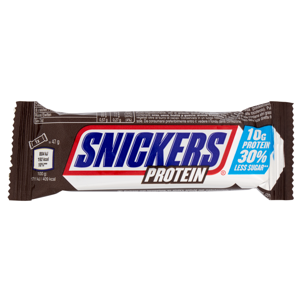 Snickers Protein, Barretta Proteica al Cioccolato, Caramello e Arachidi Tostate, 47g