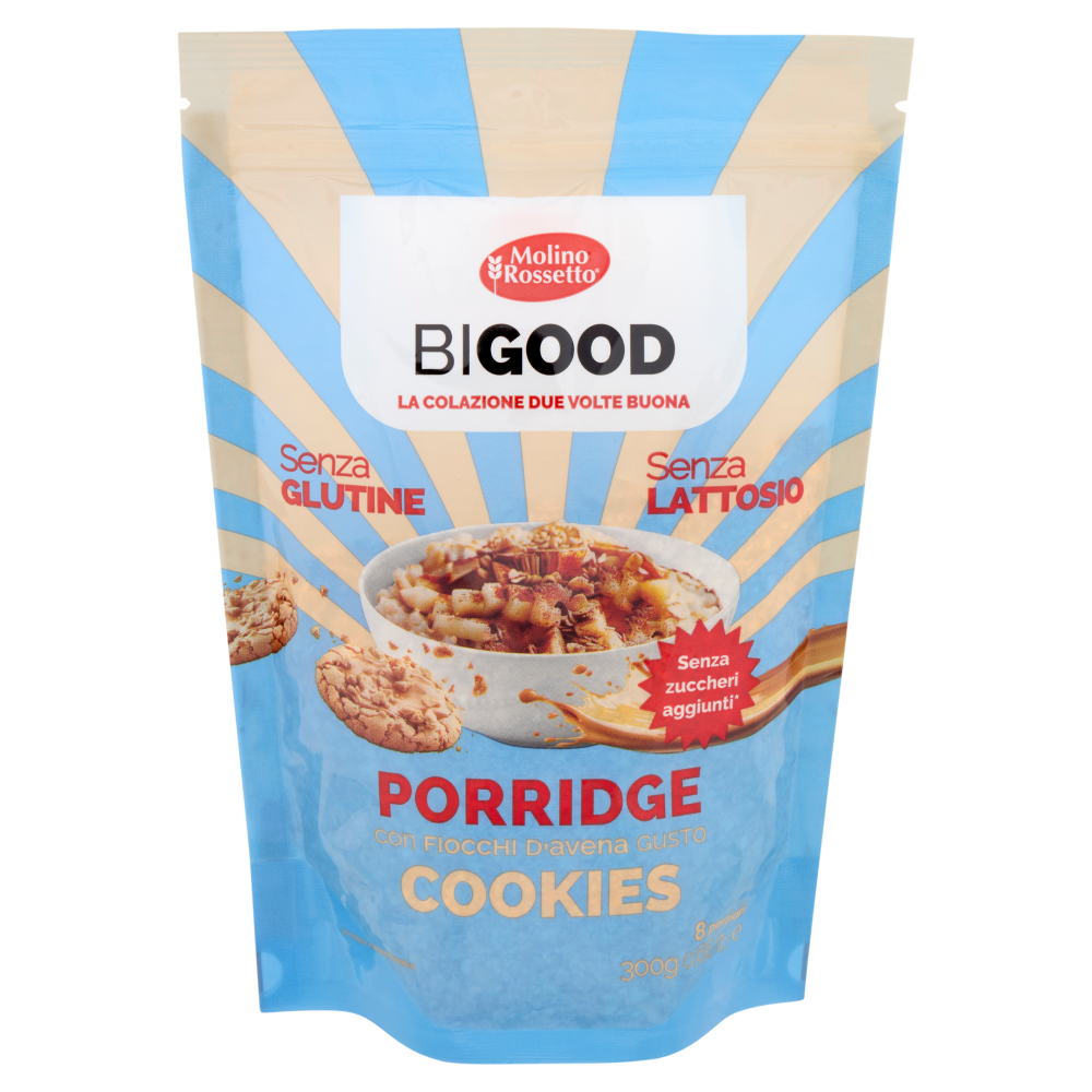 Molino Rossetto BIGOOD Porridge con Fiocchi d'Avena Gusto Cookies 300 g