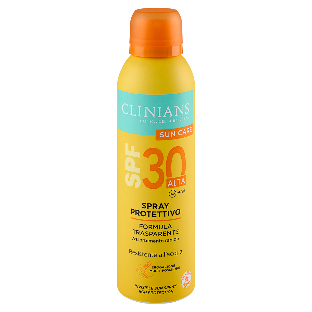 Clinians Sun Care Spray Protettivo Formula Trasparente SPF 30 Alta 150 mL