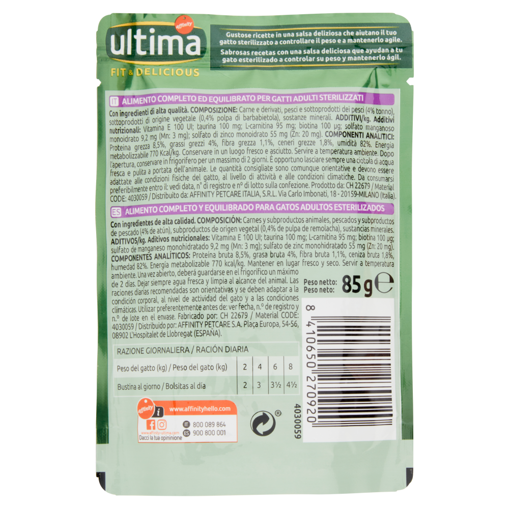 ultima Cat Sterilizzati Fit & Delicious con Tonno in Salsa 85 g
