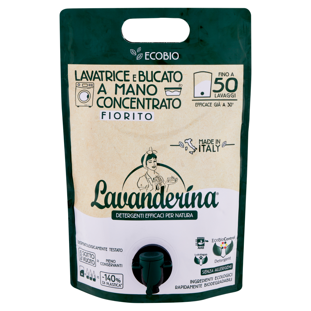 Lavanderina Lavatrice e Bucato a Mano Concentrato Fiorito Ecobio 2000 mL