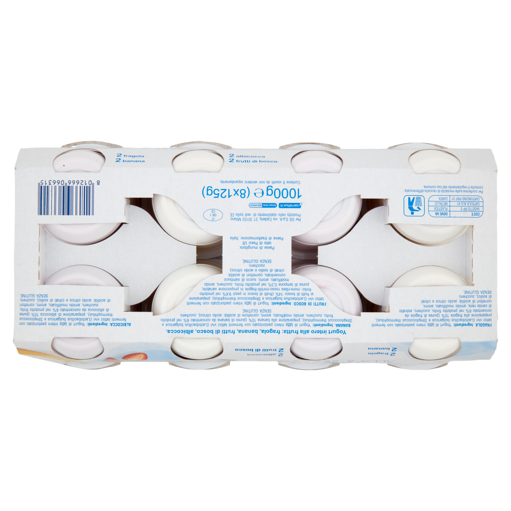 Simpl Yogurt intero alla Frutta 2 fragola - 2 banana - 2 albicocca - 2 frutti di bosco 8 x 125 g