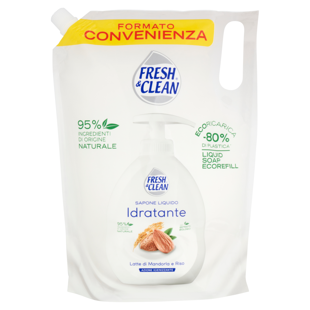 Fresh & Clean Sapone Liquido Idratante Latte di Mandorla e Riso Ecoricarica 1000 ml