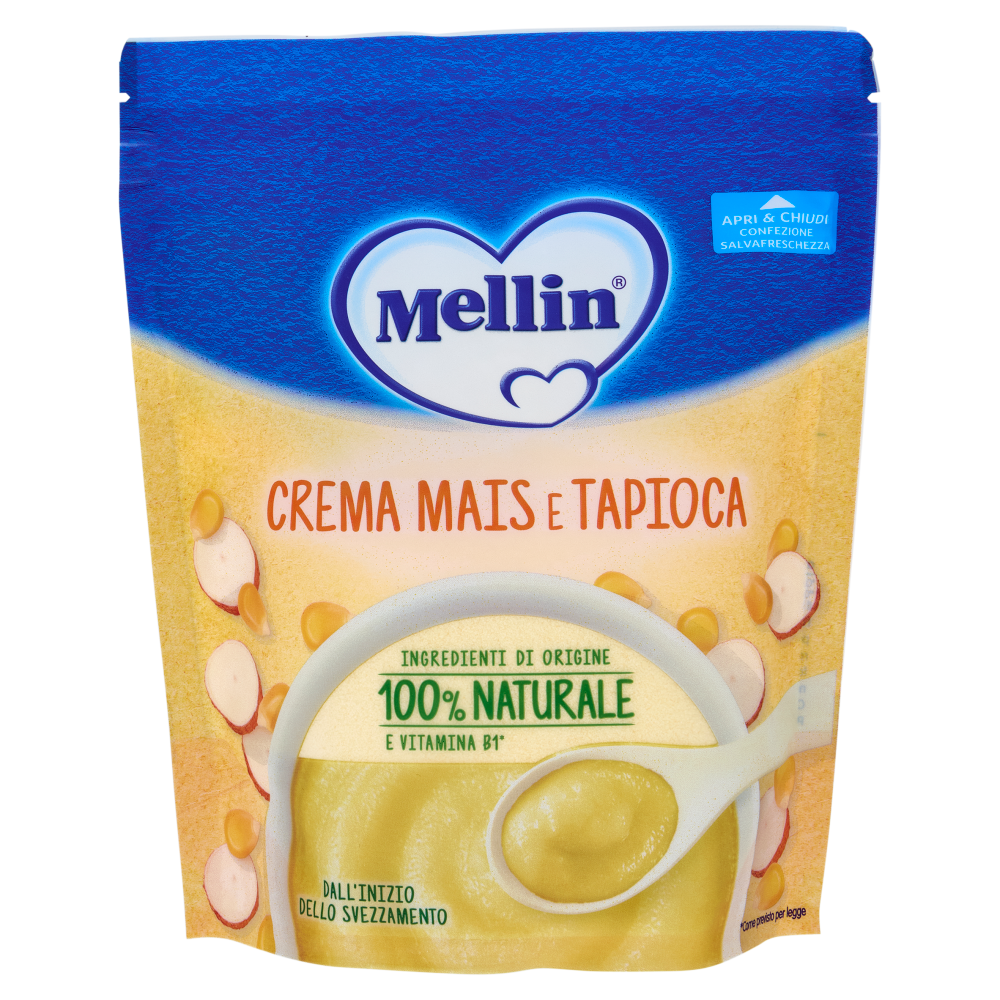 MELLIN Crema Mais&Tapioca,Confezione Apri&Chiudi, dall'inizio dello Svezzamento, Senza Glutine,200g