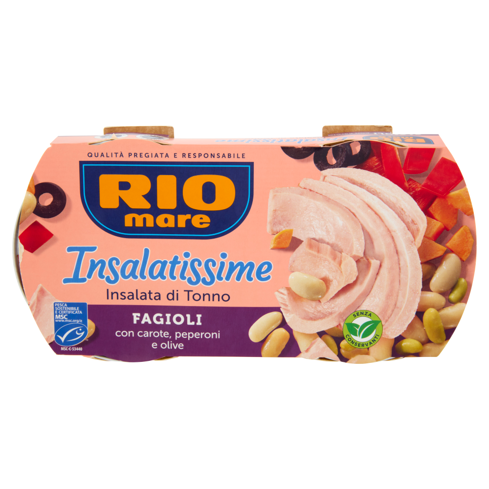 Rio mare Insalatissime Insalata di Tonno Fagioli con carote, peperoni e olive 2 x 160 g