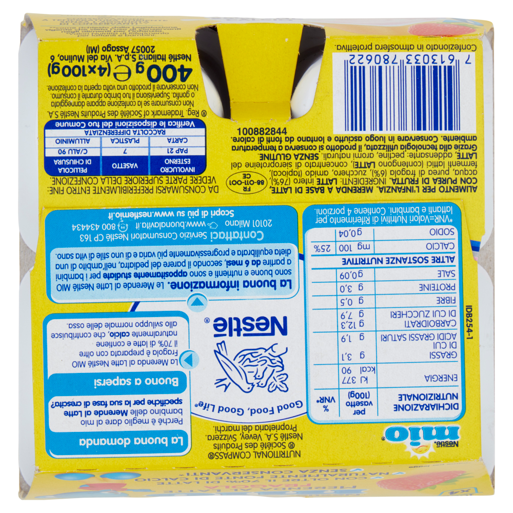 NESTLÉ MIO Merenda al Latte Fragola da 6 mesi 4 vasetti da 100 g