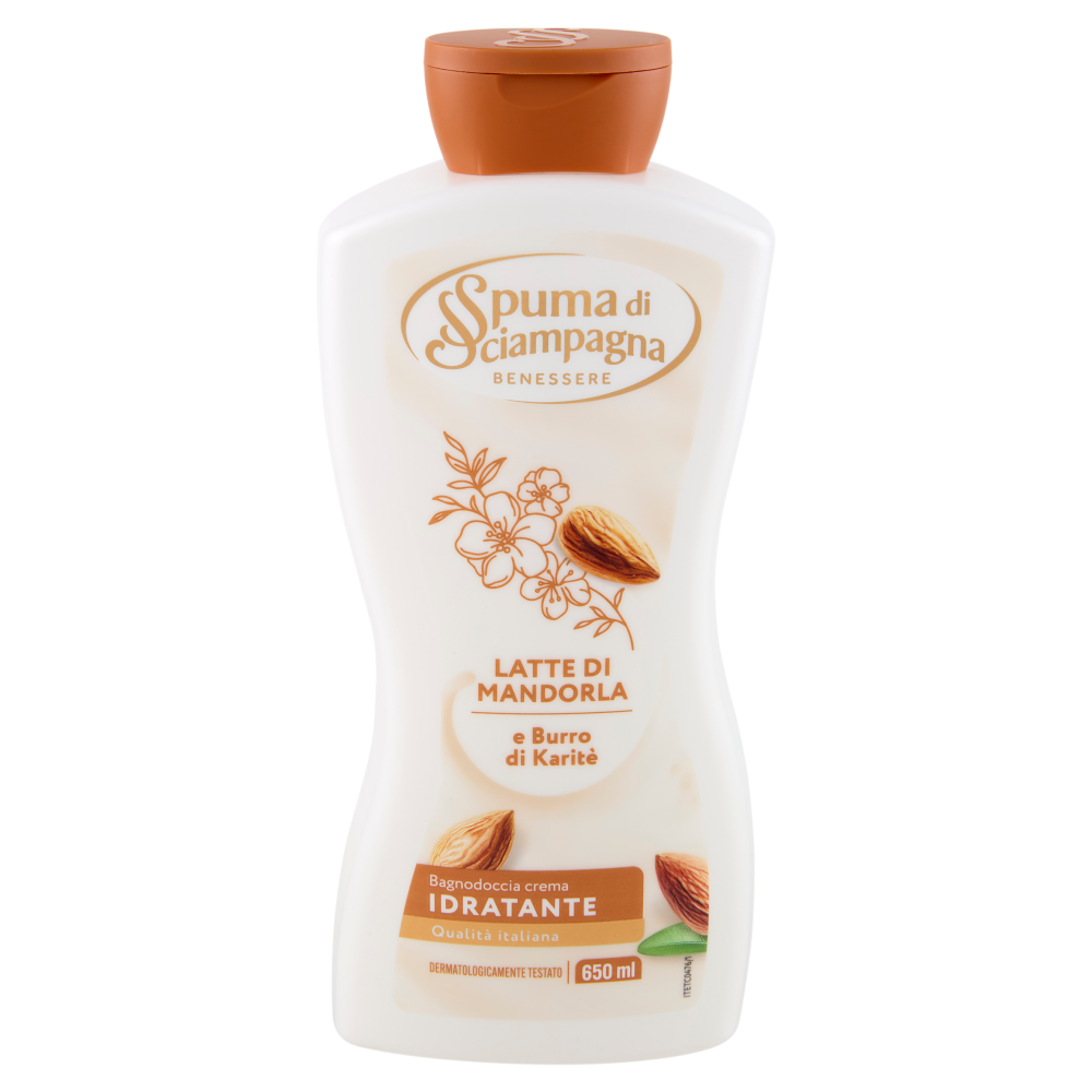 Spuma di Sciampagna Benessere Latte di Mandorla e Burro di Karitè Bagnodoccia crema Idratante 650 ml