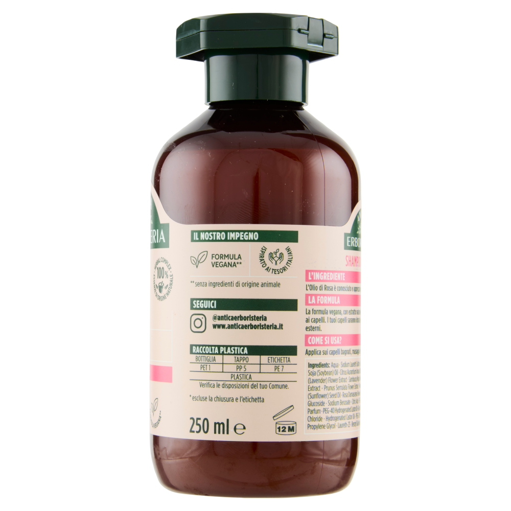 Antica Erboristeria Shampoo Nutriente al profumo di Rosa Capelli secchi 250 ml