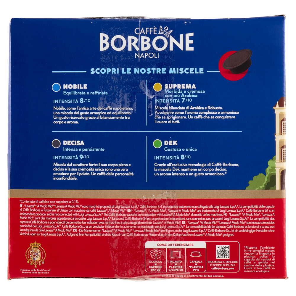 Caffè Borbone Miscela Nobile Capsule Compatibili Lavazza* A Modo Mio* ad uso domestico 70 x 7,2 g