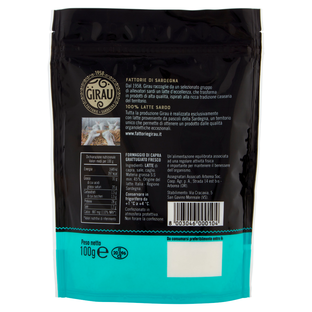 Girau Grattugiato Fresco di Capra 100% Latte Sardo 100 g