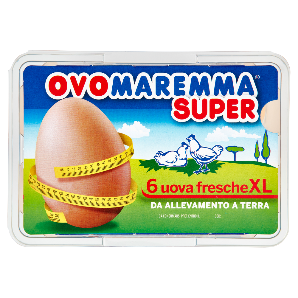 Ovomaremma Super 6 uova fresche XL da Allevamento a Terra