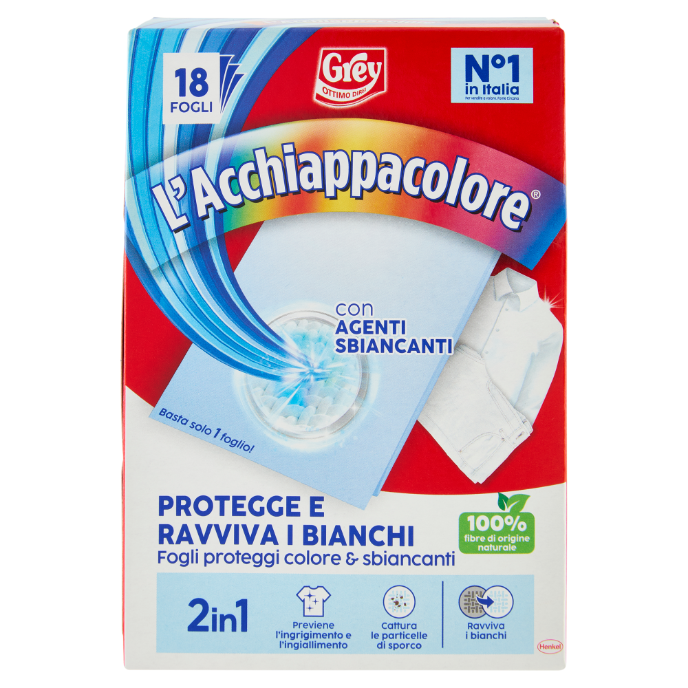 GREY l'Acchiappacolore Protegge e Ravviva i Bianchi 18 Fogli