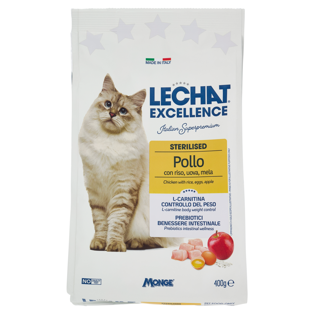 Le Chat Excellence Sterilised Pollo con riso, uova, mela 400 g