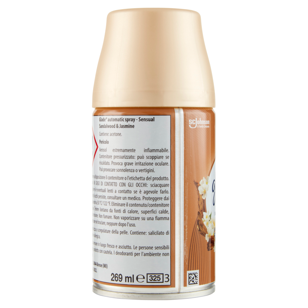 Glade Automatic Spray Ricarica, Profumatore per Ambienti, Fragranza Sensual Sandalwood&Jasmine 269ml