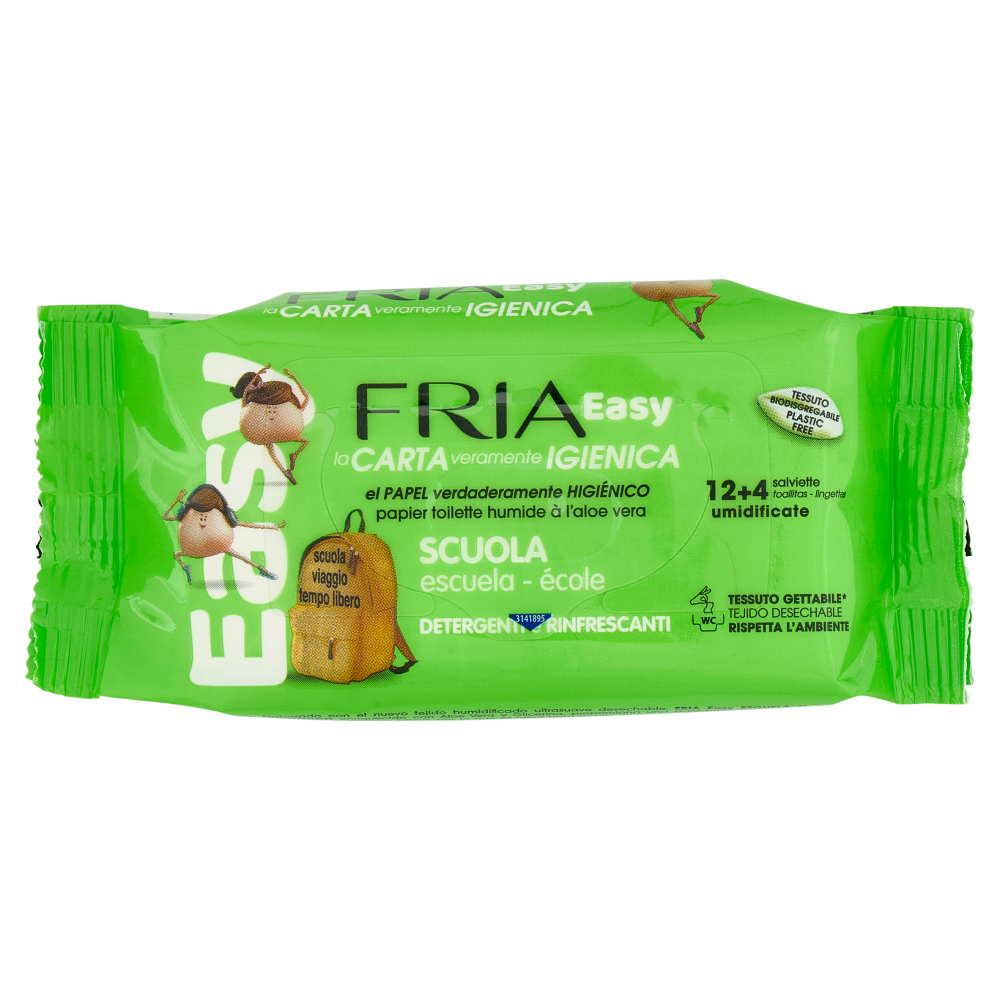Fria Easy la Carta veramente Igienica Scuola salviette umidificate Detergenti e Rinfrescanti 12+4 pz